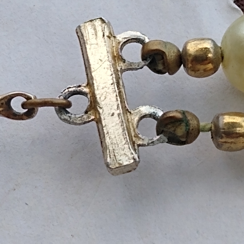 Vintage Crackle Glass faux Pearl 2 Strand Necklace - Picture 10 of 12